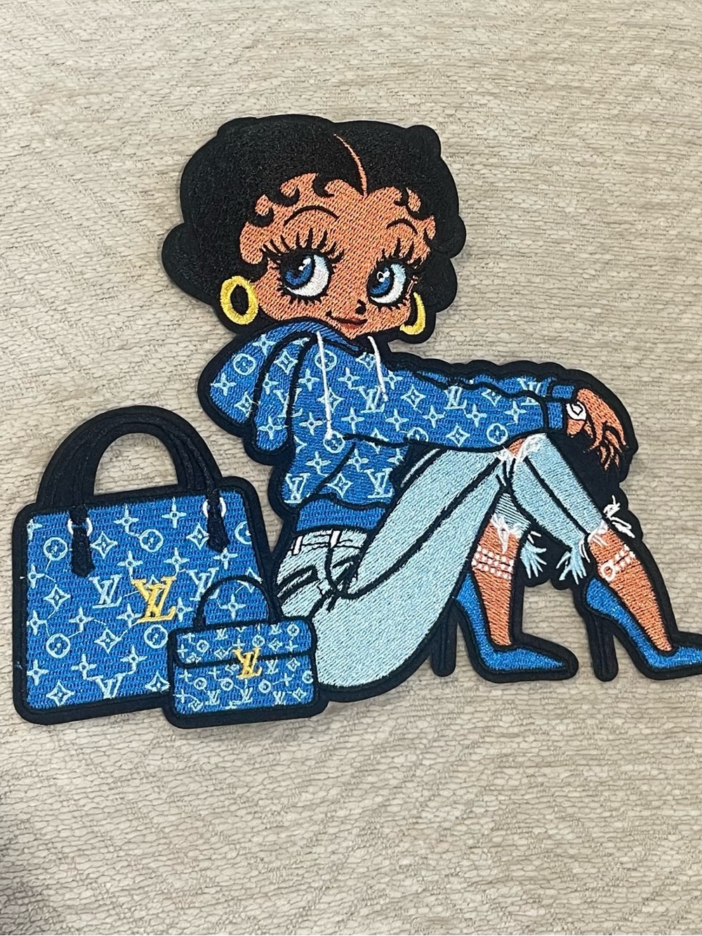 Large Iron on Patch- Blue Monogram